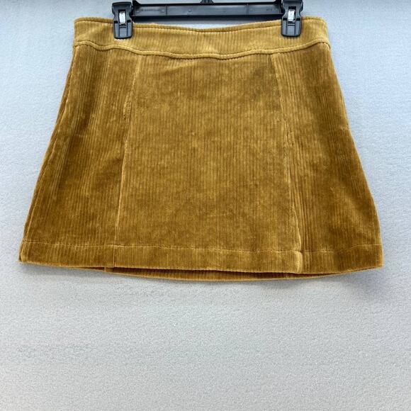 Pol Women's Corduroy Mini Skirt Size Large Mustard Color Dueling ZippersSMS14A - Picture 8 of 10